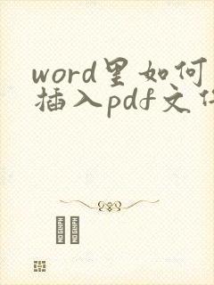 word里如何插入pdf文件