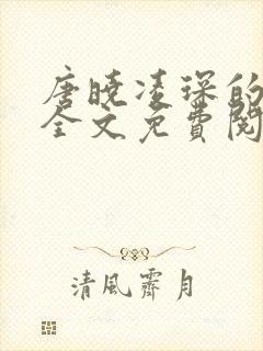 唐晓凌琛的小说全文免费阅读