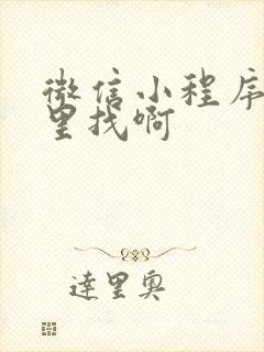 微信小程序在哪里找啊