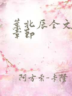 叶北辰全文最新章节