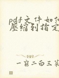 pdf文件如何压缩到指定大小