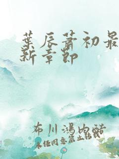 叶辰萧初最新更新章节