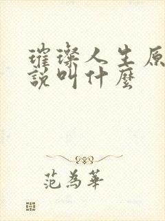 璀璨人生原著小说叫什么