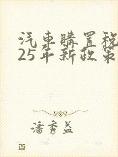 汽车购置税2025年新政策