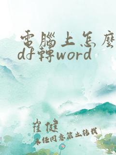 电脑上怎么把pdf转word