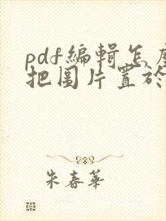 pdf编辑怎么把图片置于文字下方