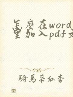 怎么在word里加入pdf文件