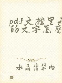 pdf文档里面的文字怎么编辑