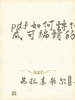pdf如何转化成可编辑的word文档