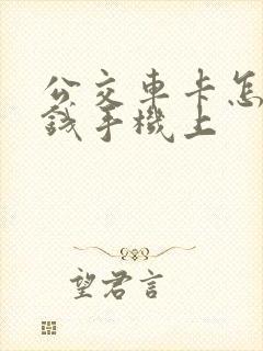 公交车卡怎么充钱手机上