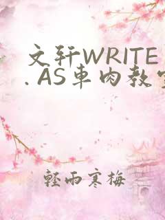 文轩WRITE. AS车肉教室