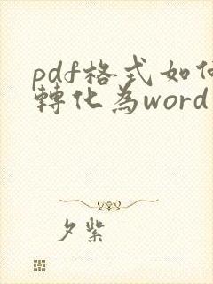 pdf格式如何转化为word文档