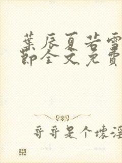 叶辰夏若雪新章节全文免费阅读