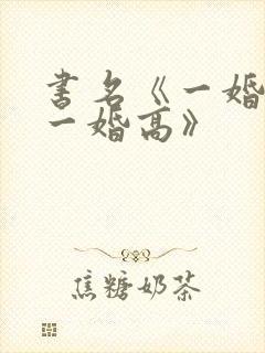 书名《一婚还比一婚高》