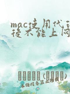 mac使用代理后不能上网