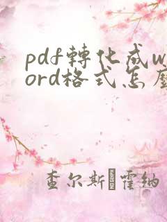 pdf转化成word格式怎么弄