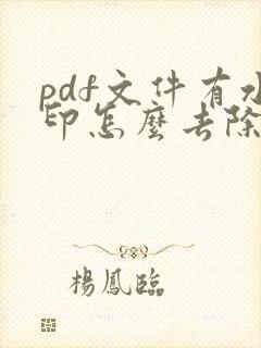 pdf文件有水印怎么去除