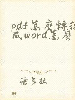 pdf怎么转换成word怎么去掉水印