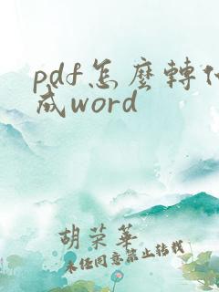 pdf怎么转化成word