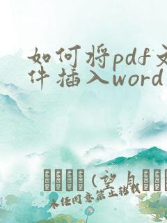 如何将pdf文件插入word中