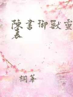 陈书御兽灵一览表