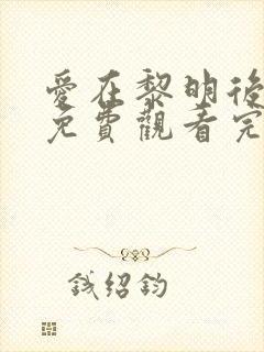 爱在黎明后短剧免费观看完整版高清