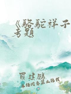 《骆驼祥子》必考题