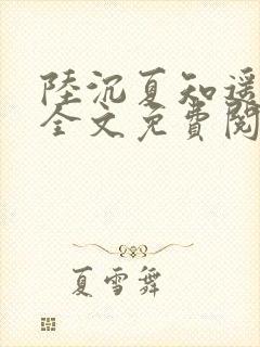 陆沉夏知遥小说全文免费阅读