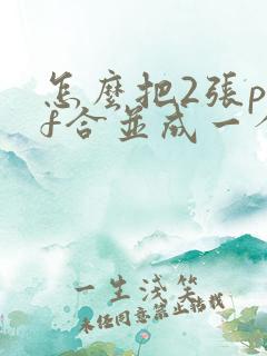 怎么把2张pdf合并成一个pdf
