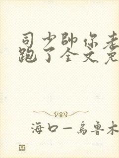 司少帅你老婆又跑了全文免费阅读