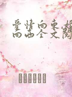爱情向东,婚姻向西全文阅读免费