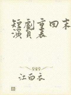 短剧重回末日前演员表