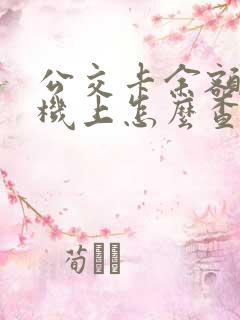 公交卡余额在手机上怎么查