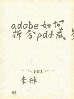adobe如何拆分pdf成多个文件