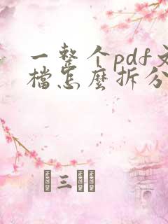 一整个pdf文档怎么拆分