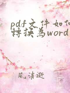 pdf文件如何转换为word文件