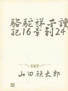 骆驼祥子读书笔记16章到24章