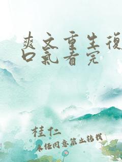 爽文重生复仇一口气看完