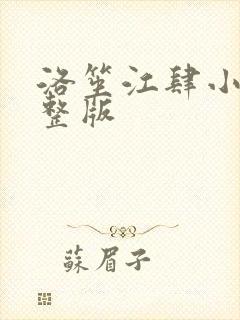 洛笙江肆小说完整版