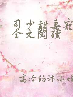 司少甜妻宠定了全文阅读