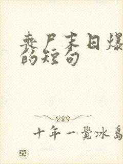 丧尸末日爆发前的短句