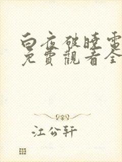 白夜破晓电视剧免费观看全集高清