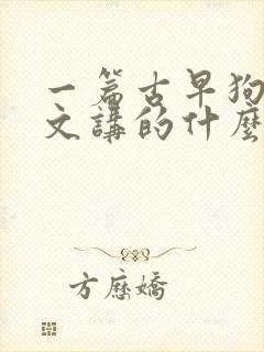 一篇古早狗血虐文讲的什么