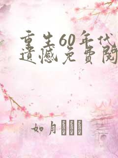 重生60年代不遗憾免费阅读