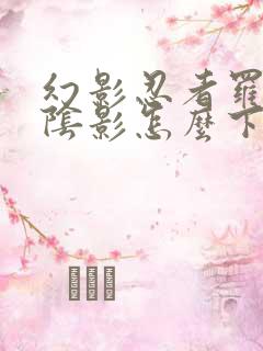 幻影忍者罗宁的阴影怎么下载