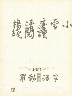 杨潇唐雪小说在线阅读