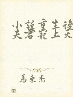 小说重生后我把夫君宠上天