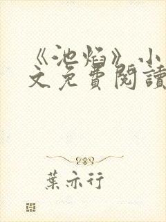 《池焰》小说全文免费阅读