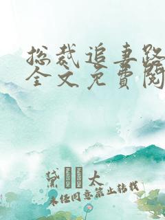 总裁追妻路漫漫全文免费阅读