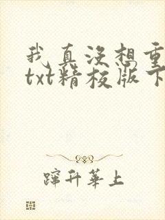 我真没想重生啊txt精校版下载